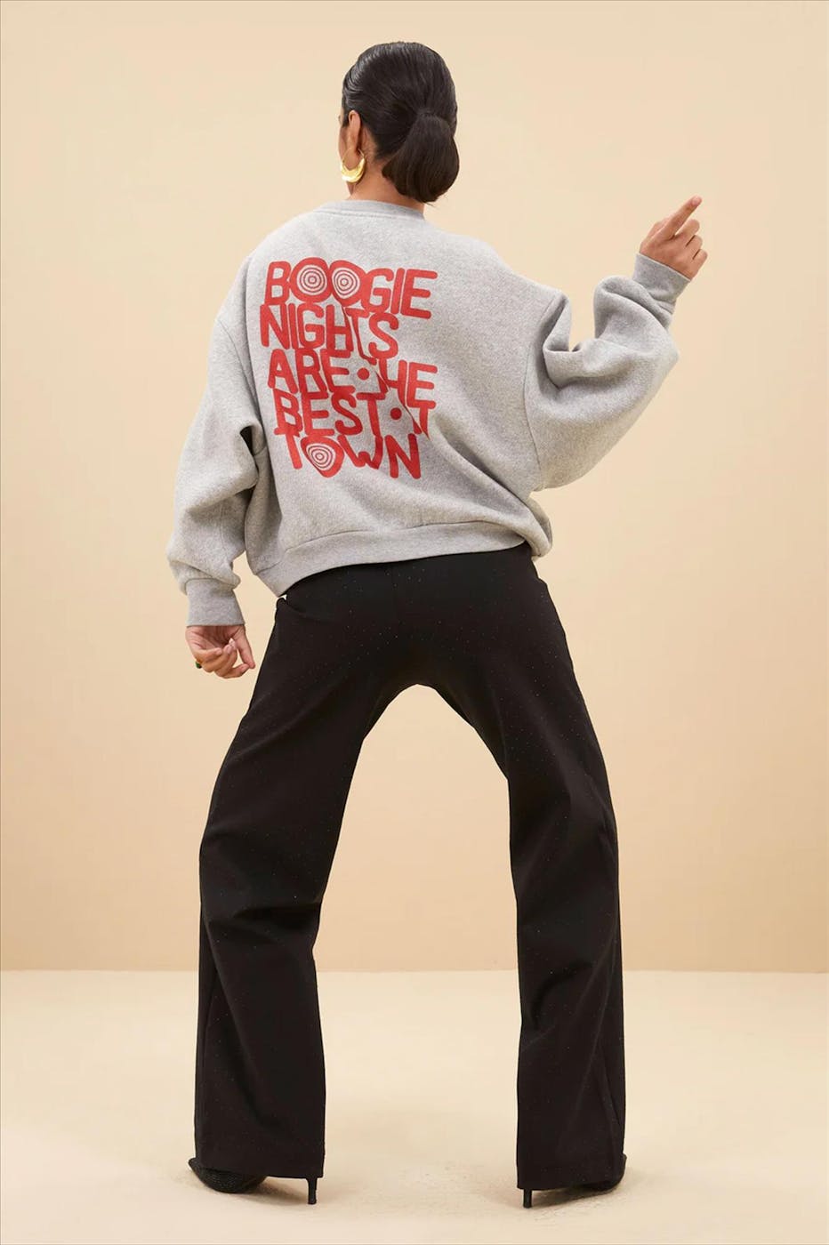 BY BAR - Grijs-Rode Boogie Nights sweater