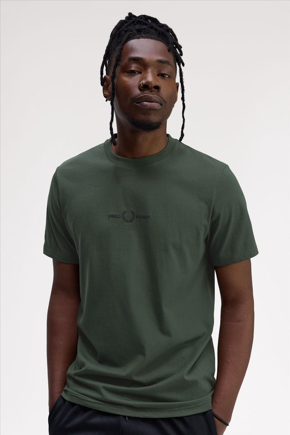 Fred Perry - Olijfgroene Embroidered T-shirt