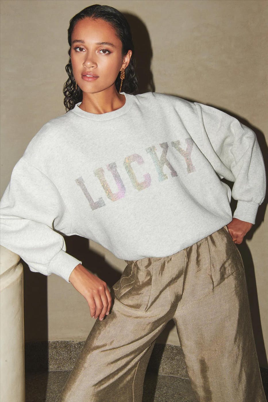 BY BAR - Grijze Bibi Lucky Rainbow sweater
