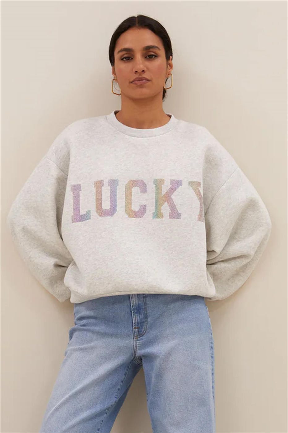BY BAR - Grijze Bibi Lucky Rainbow sweater