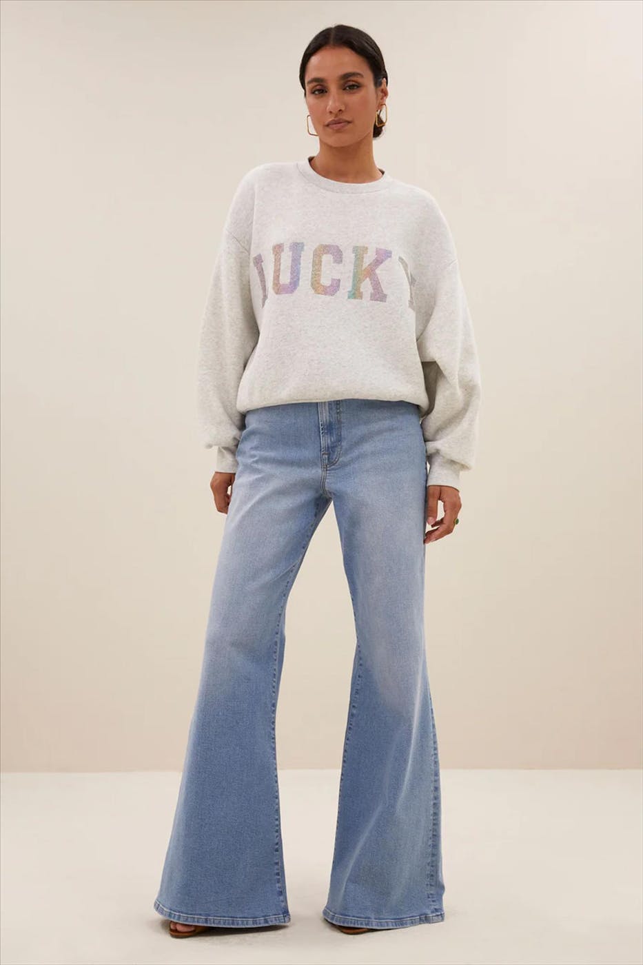 BY BAR - Grijze Bibi Lucky Rainbow sweater