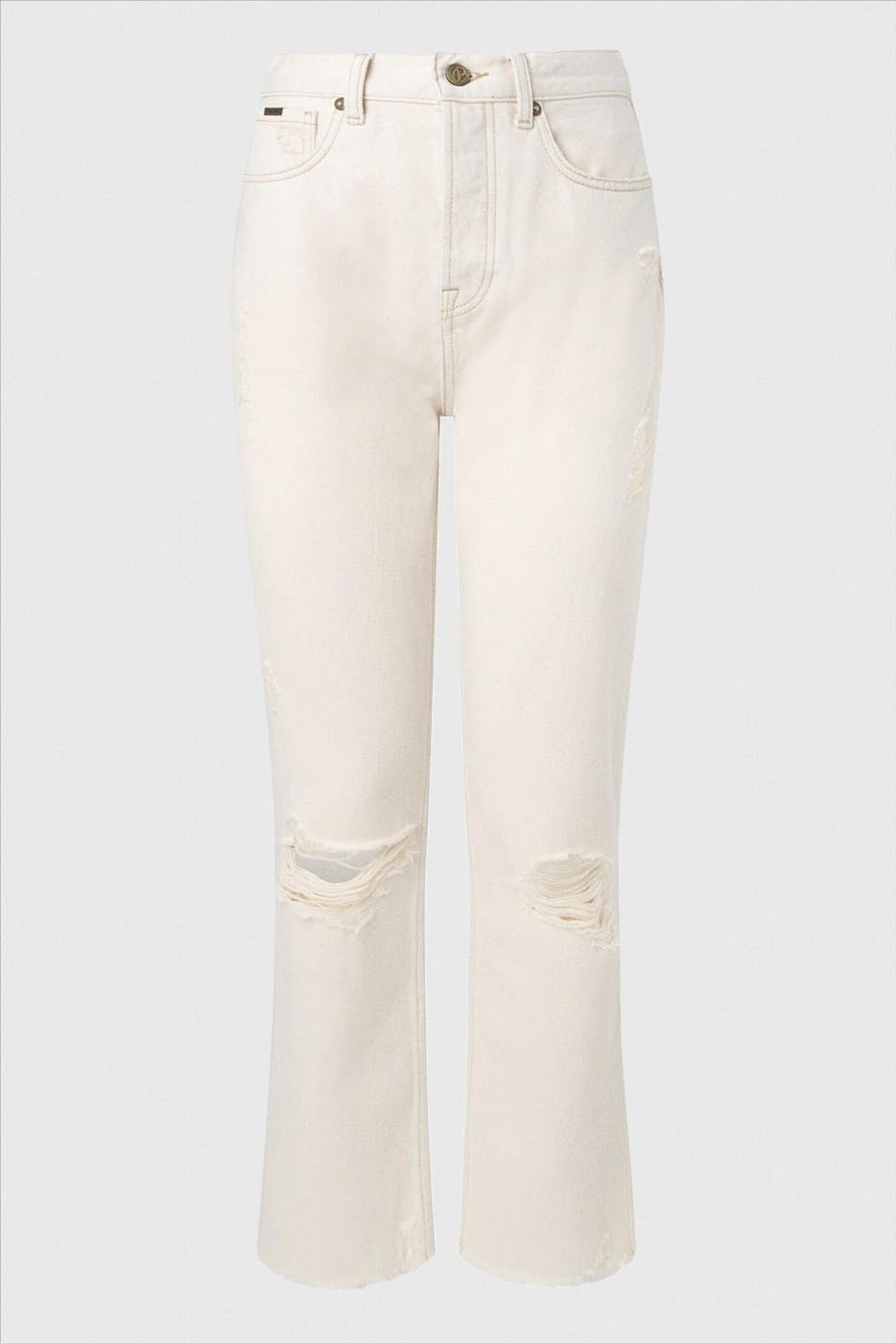 Pepe Jeans London - Ecru Celyn straight destroyed jeans