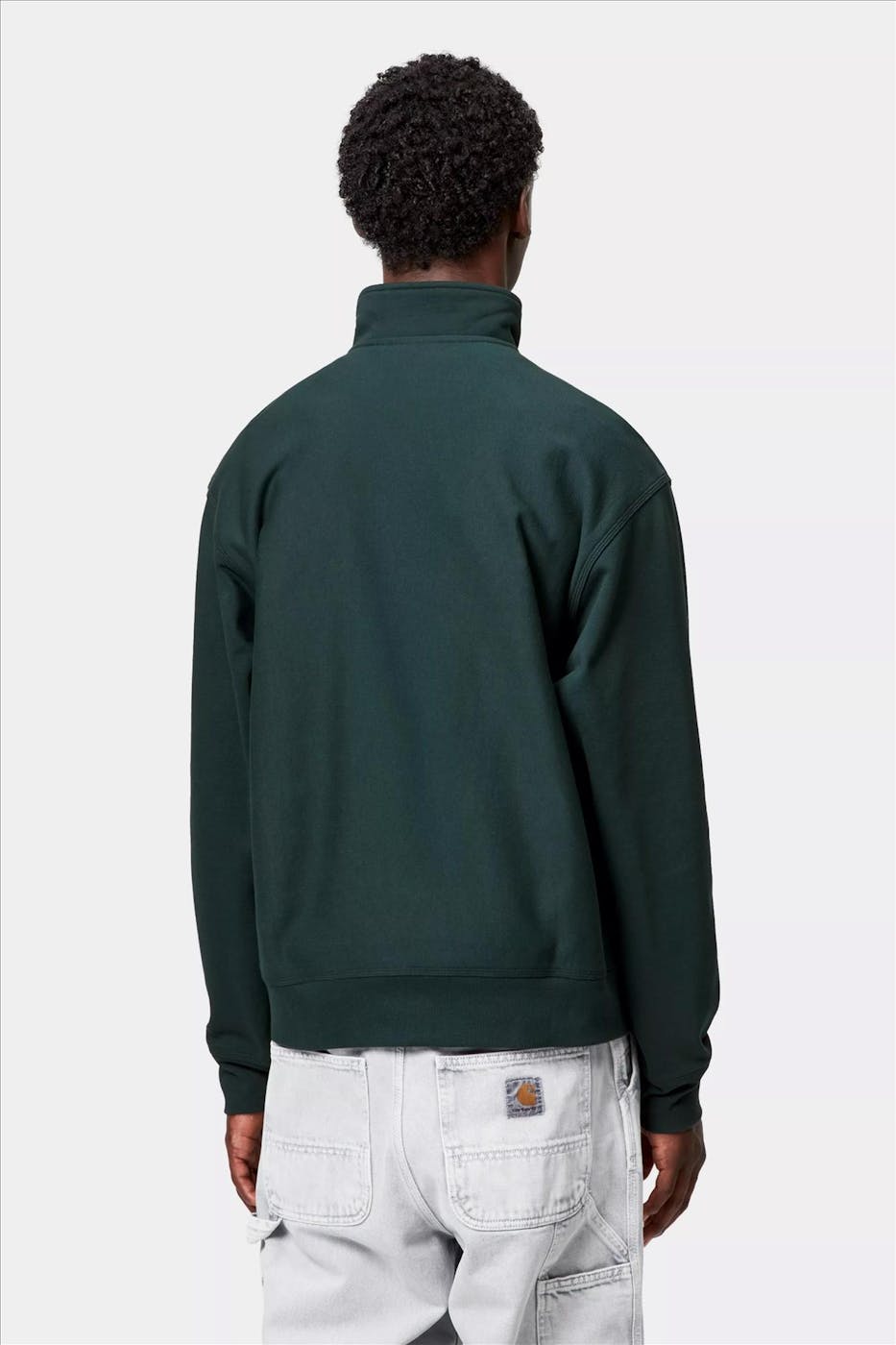 Carhartt WIP - Donkergroene Half Zip American Script sweater