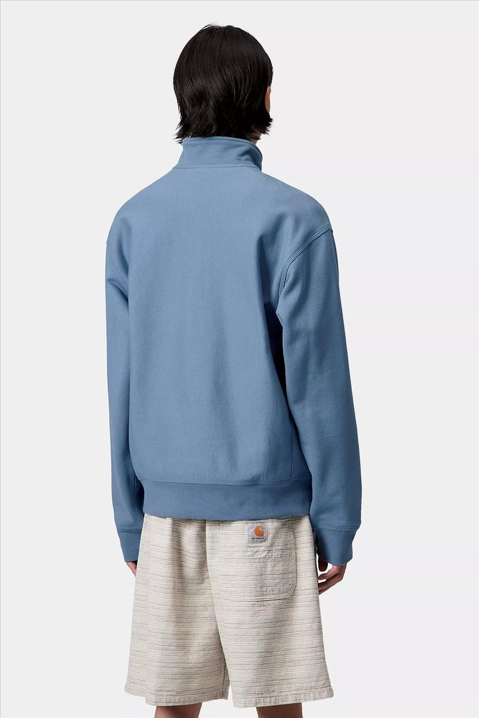 Carhartt WIP - Middenblauwe Half Zip American Script sweater