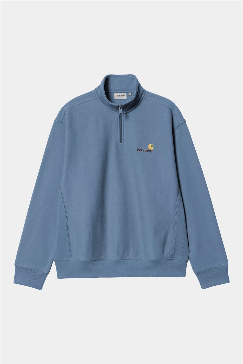 Carhartt WIP - Middenblauwe Half Zip American Script sweater