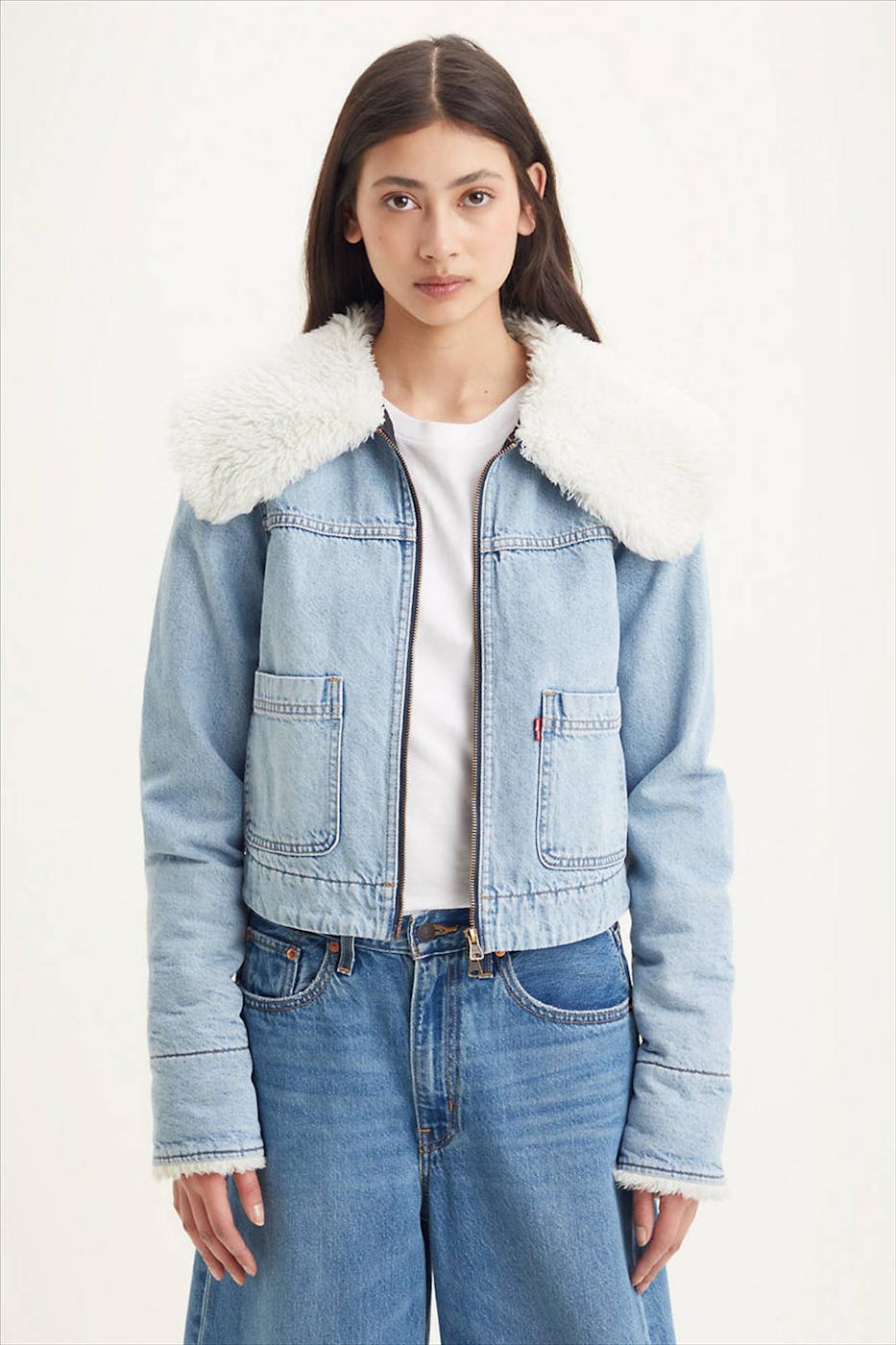 Levi's - Lichtblauwe Loose Sherpa jeansjas