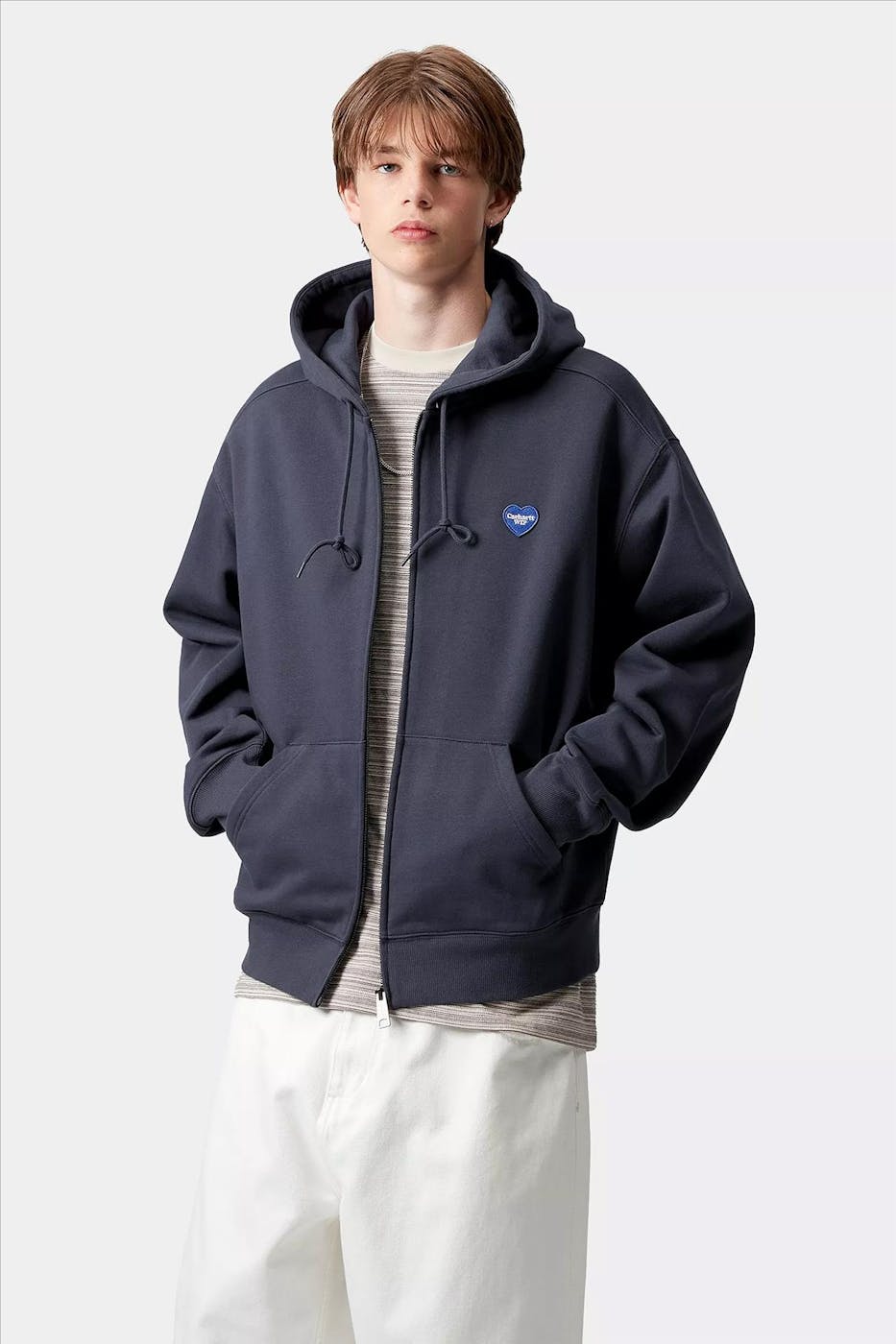 Carhartt WIP - Donkerblauwe Heart II Hartt zip hoodie