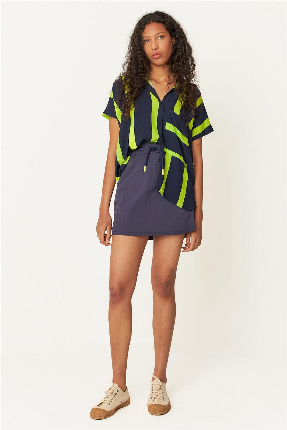 SkunkFunk - Donkerblauw-Fluogroene Uma blouse
