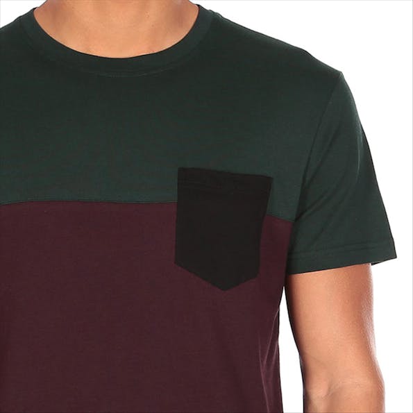 Iriedaily - Donkergroen-bordeaux Block Pocket T-shirt