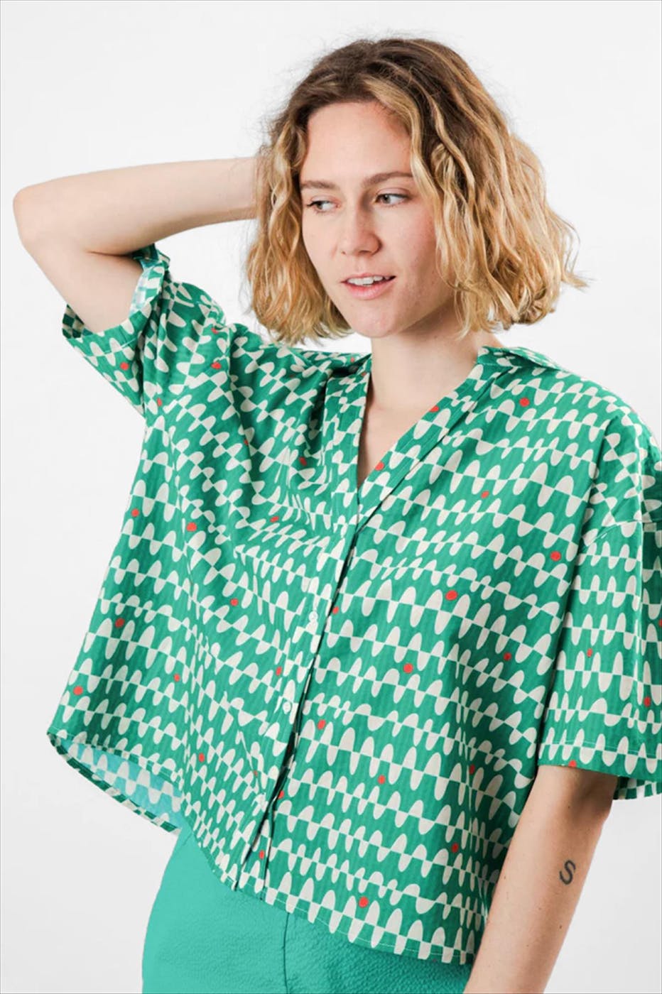Brava - Groene Sunset Cropped blouse