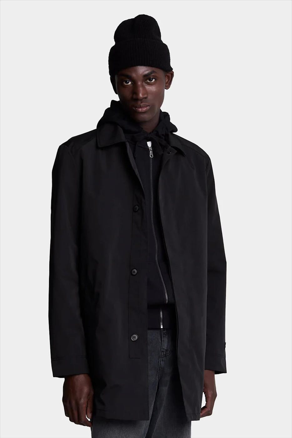 Lyle & Scott - Zwarte Mid Car jas