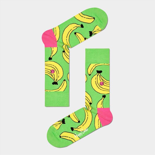 Happy Socks - Groene Banana Sokken, maat: 36-40