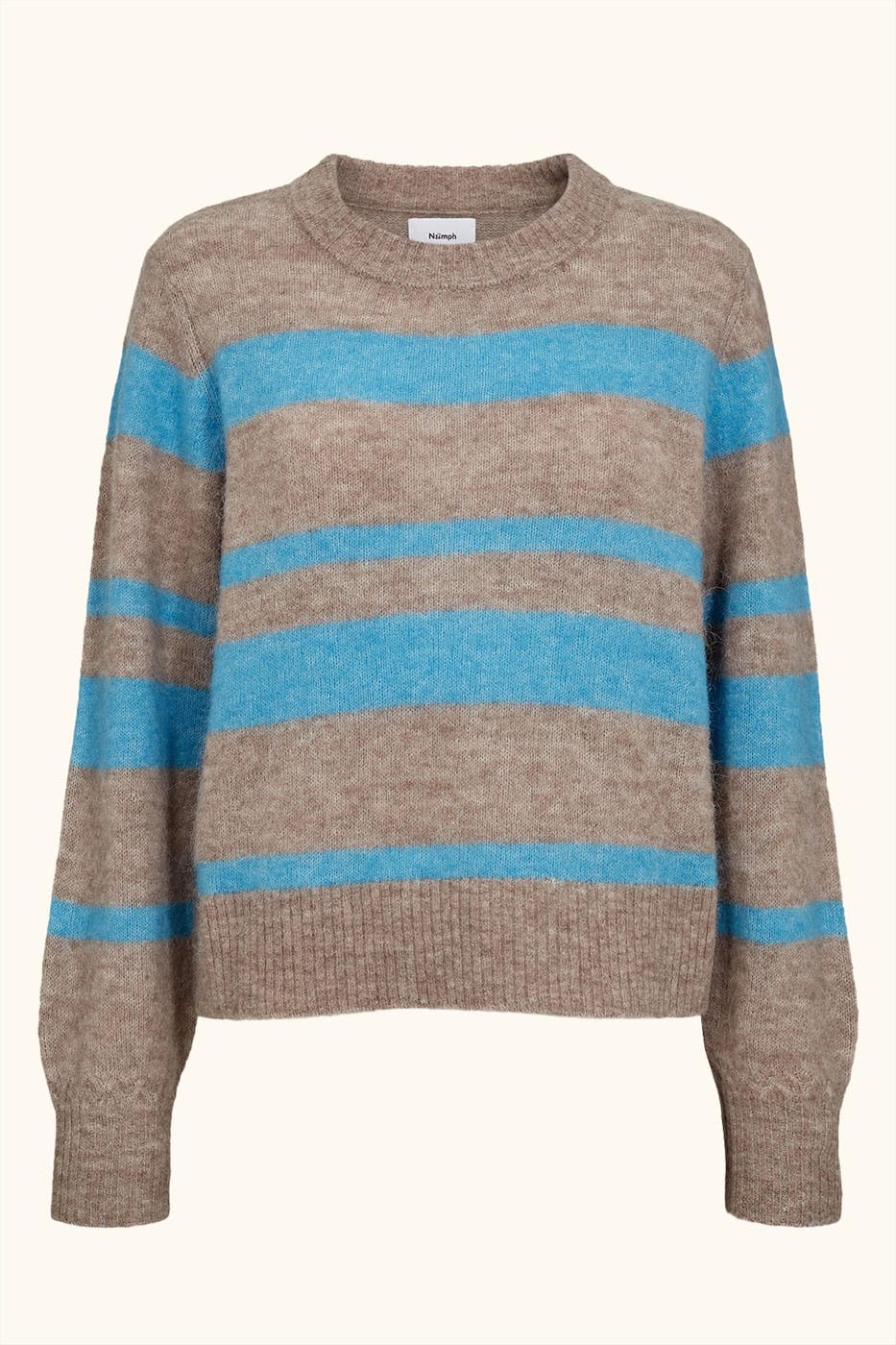 Nümph - Biege-Blauwe Riette Wide Stripe trui