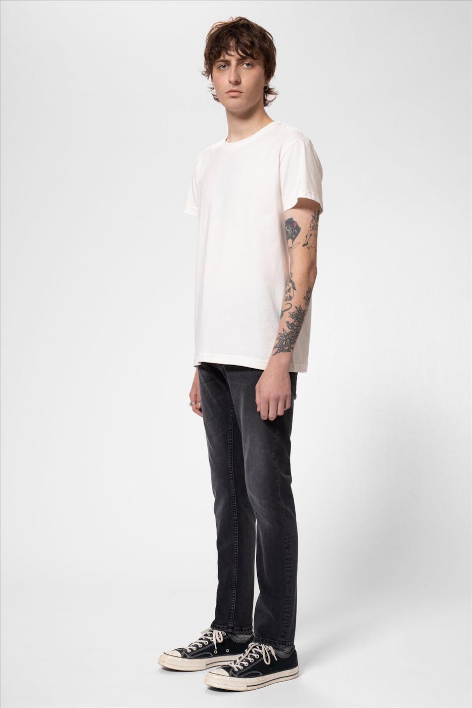 Nudie Jeans Co. - Donkergrijze Grim Tim slim jeans