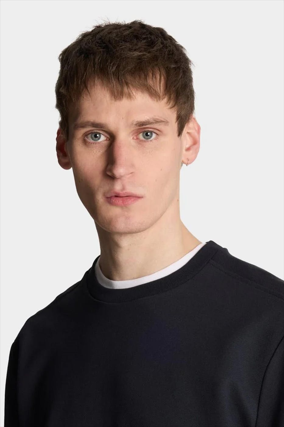 Lyle & Scott - Donkerblauwe Twill Interlock sweater