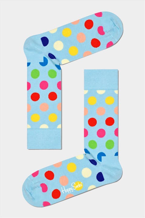 Happy Socks - Lichtblauwe Multicolour Big Dot Sokken, maat: 41-46