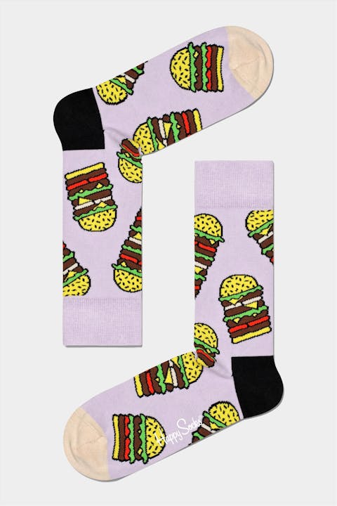 Happy Socks - Lila Burger Sokken, maat: 36-40