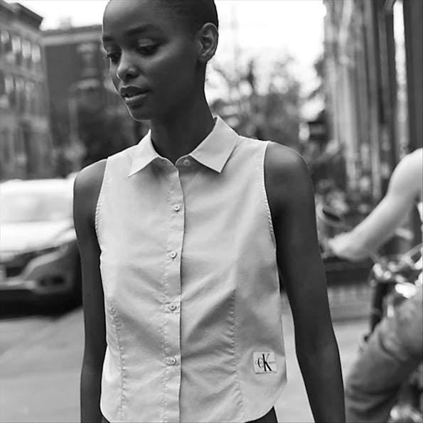 Calvin Klein Jeans - Pistachegroene Label blouse