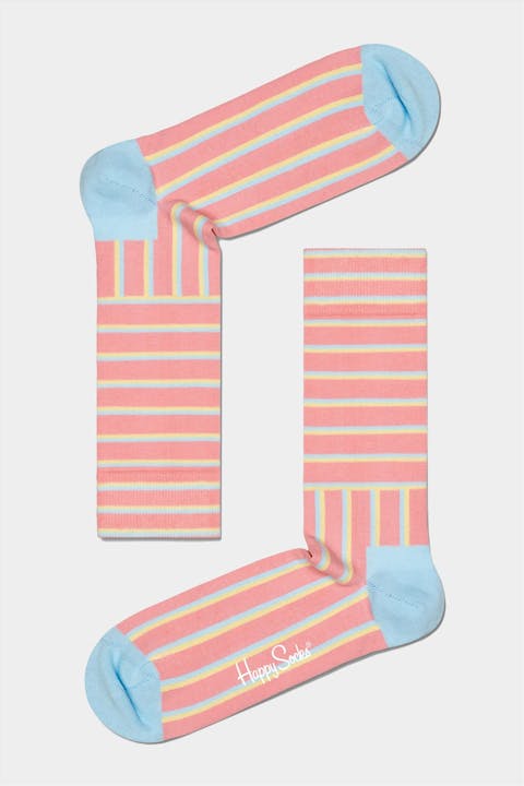 Happy Socks - Roze Blocked Stripe Sokken, maat: 36-40