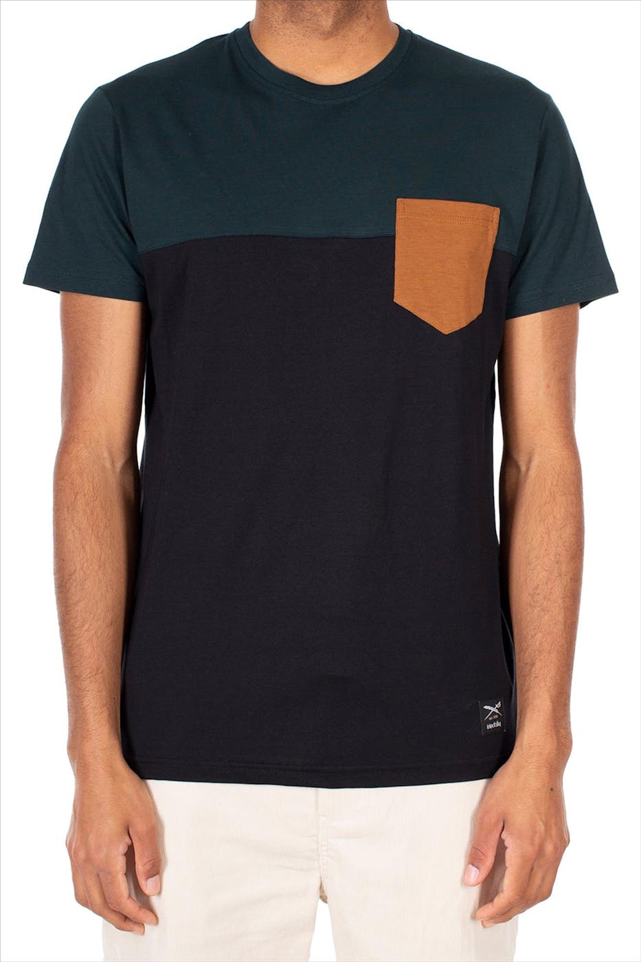 Iriedaily - Donkergroen-zwarte Block Pocket T-shirt