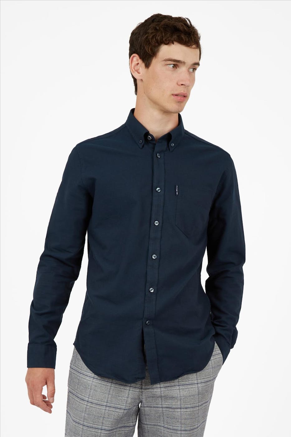 Ben Sherman - Donkerblauw regular fit Oxford hemd