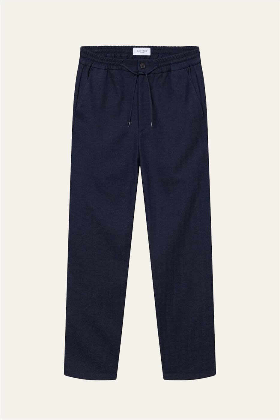 LES DEUX - Donkerblauwe Como Herringbone tapered broek