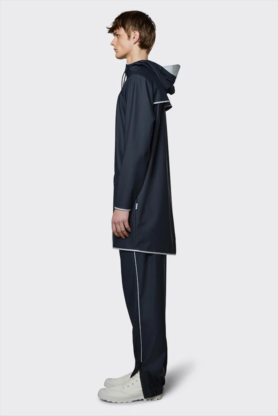 RAINS - Donkerblauwe Long Jacket Reflective regenjas