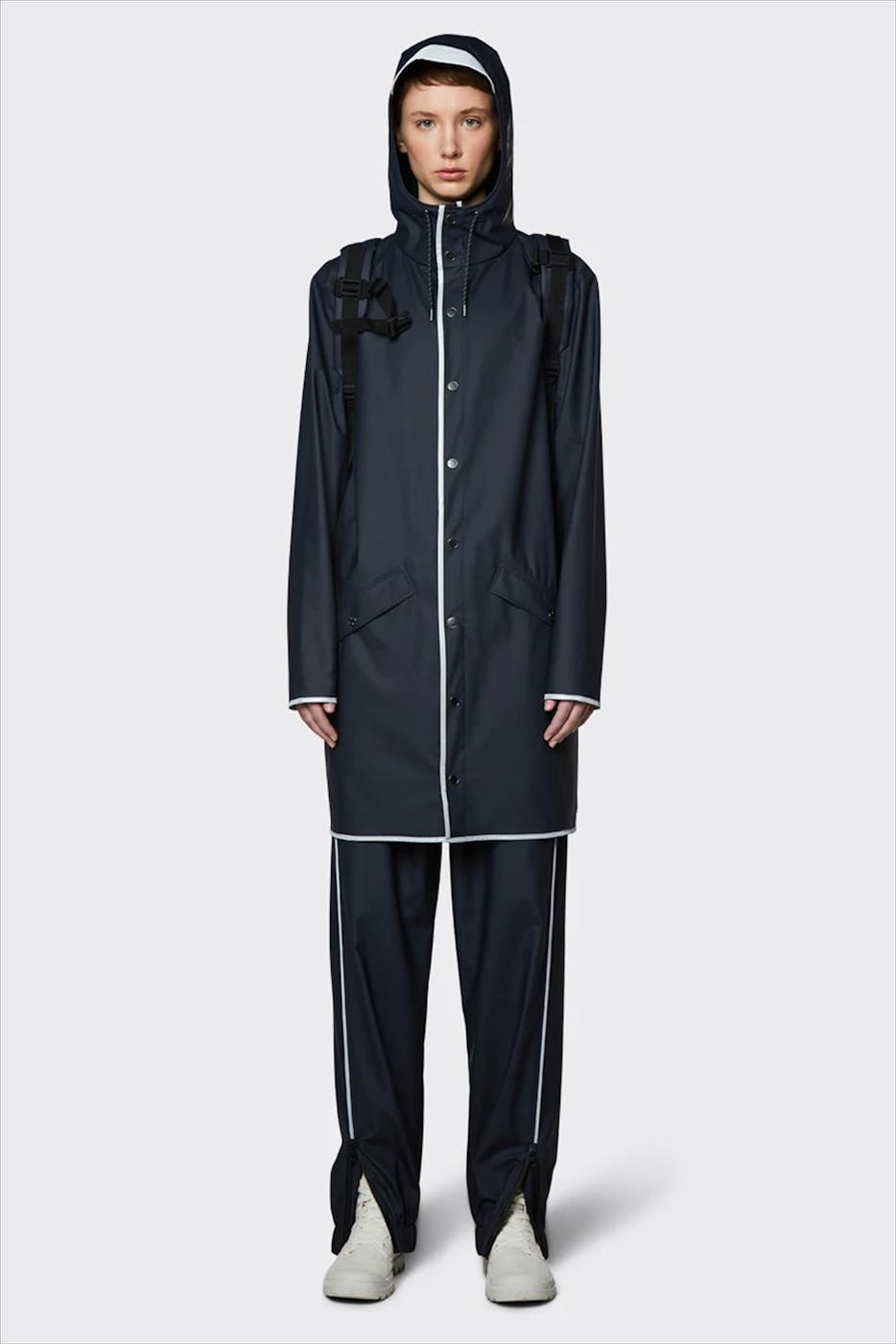 RAINS - Donkerblauwe Long Jacket Reflective regenjas