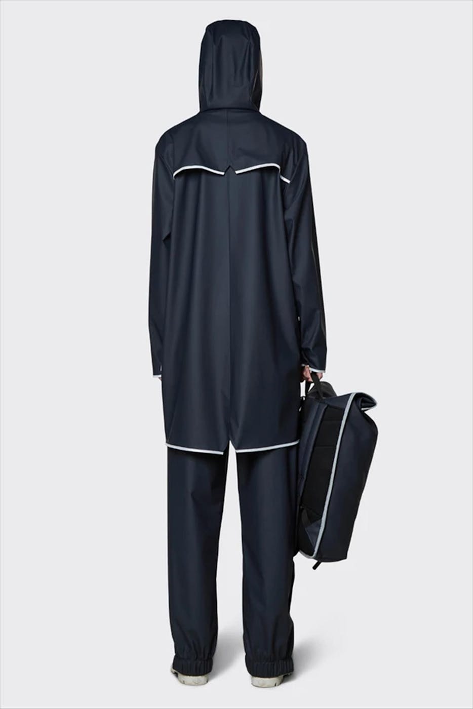 RAINS - Donkerblauwe Long Jacket Reflective regenjas