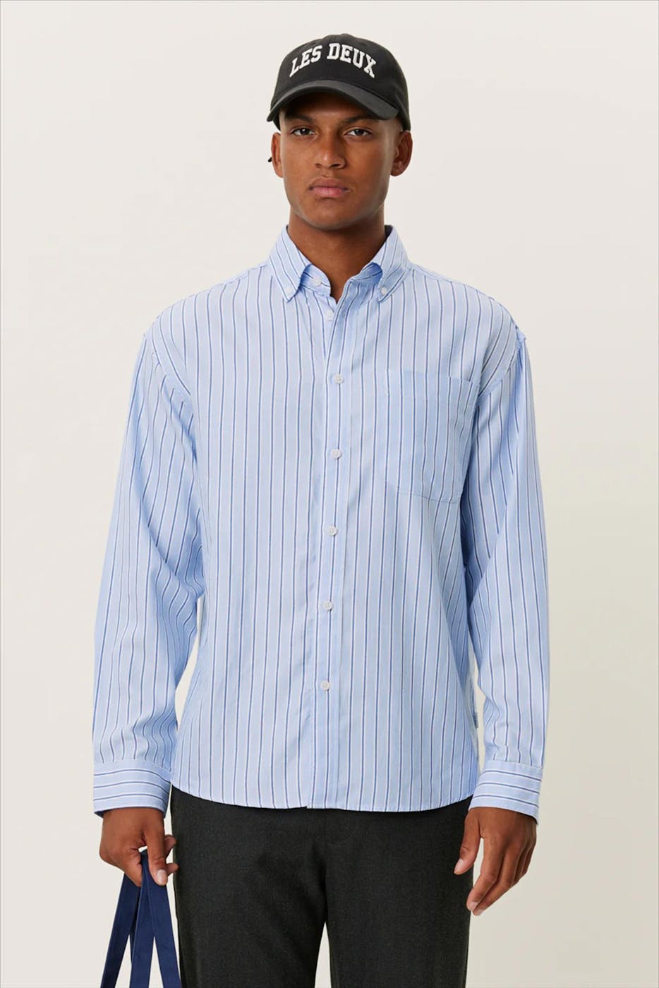 LES DEUX - Lichtblauw Kolton Herringbone hemd