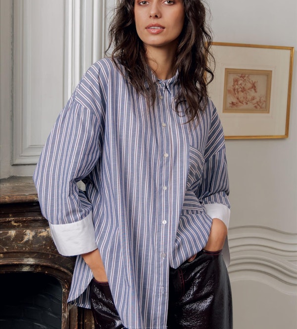 Nümph - Blauw-Witte Nuallison blouse