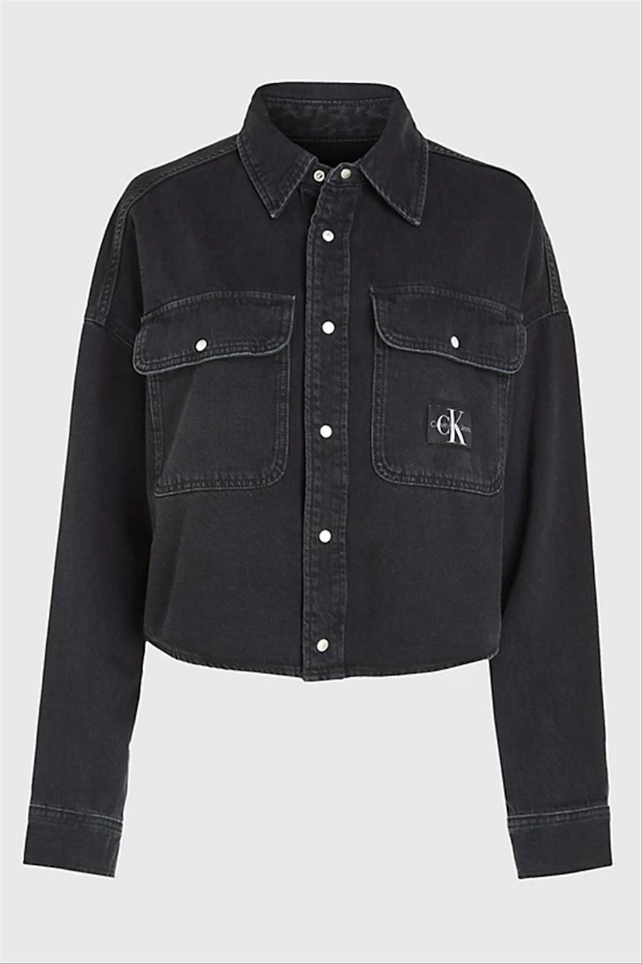 Calvin Klein Jeans - Zwart Oversized Cropped jeanshemd
