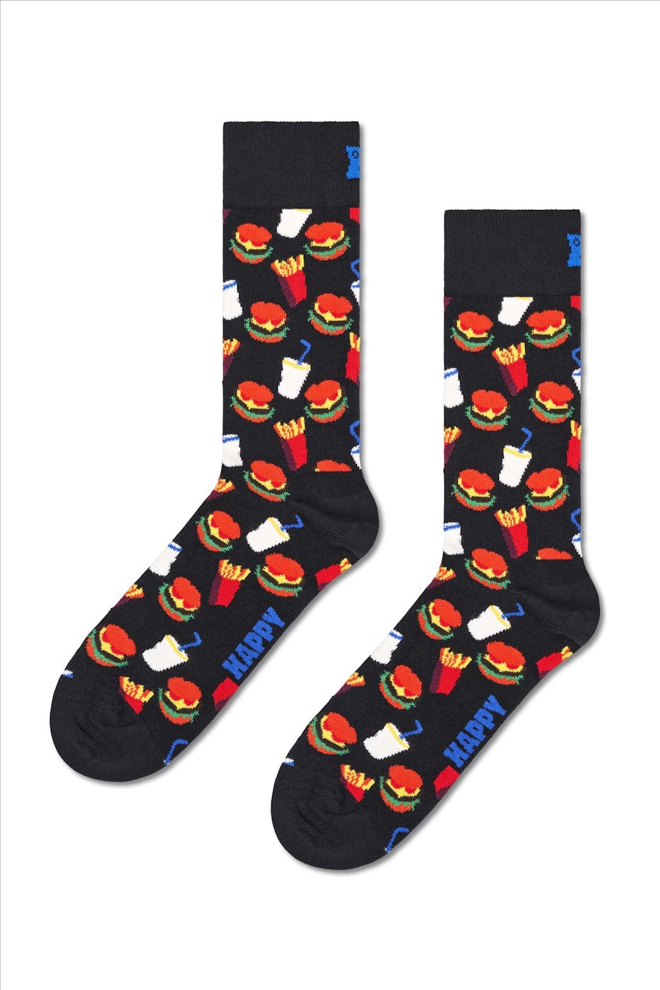 Happy Socks - Zwarte-multicolour 'Hamburger' sokken, maat: 36-40
