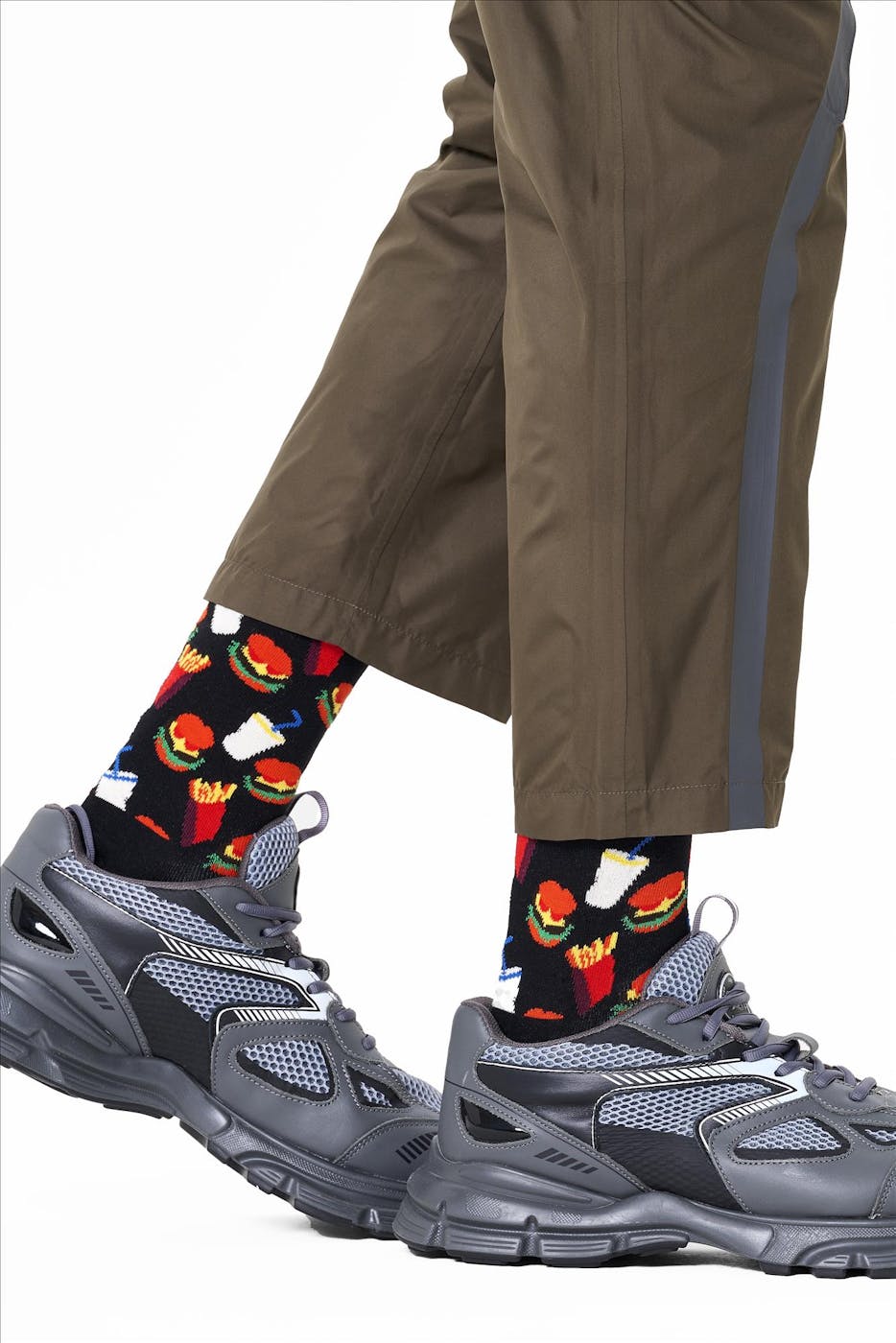 Happy Socks - Zwarte-multicolour 'Hamburger' sokken, maat: 36-40