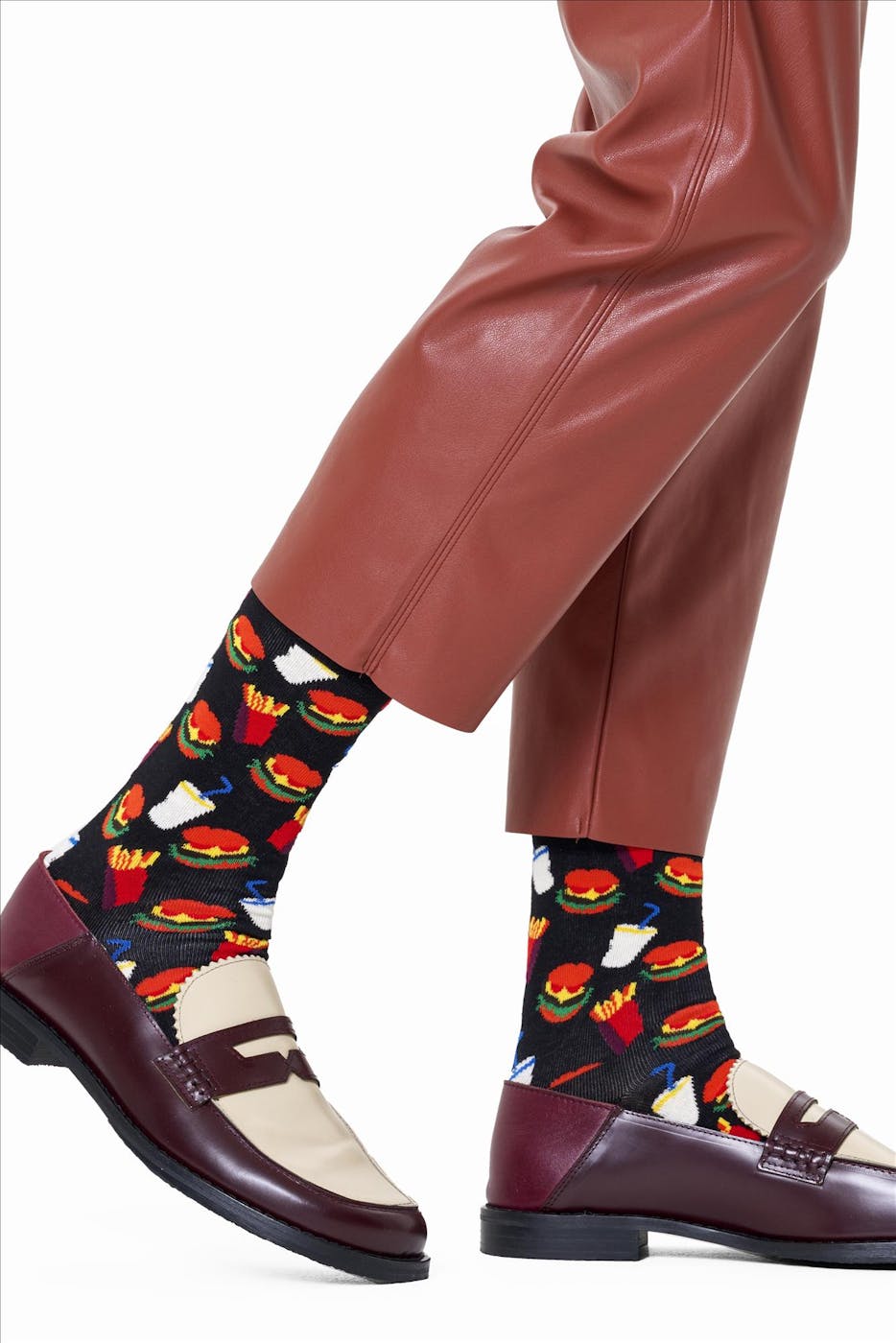 Happy Socks - Zwarte-multicolour 'Hamburger' sokken, maat: 36-40
