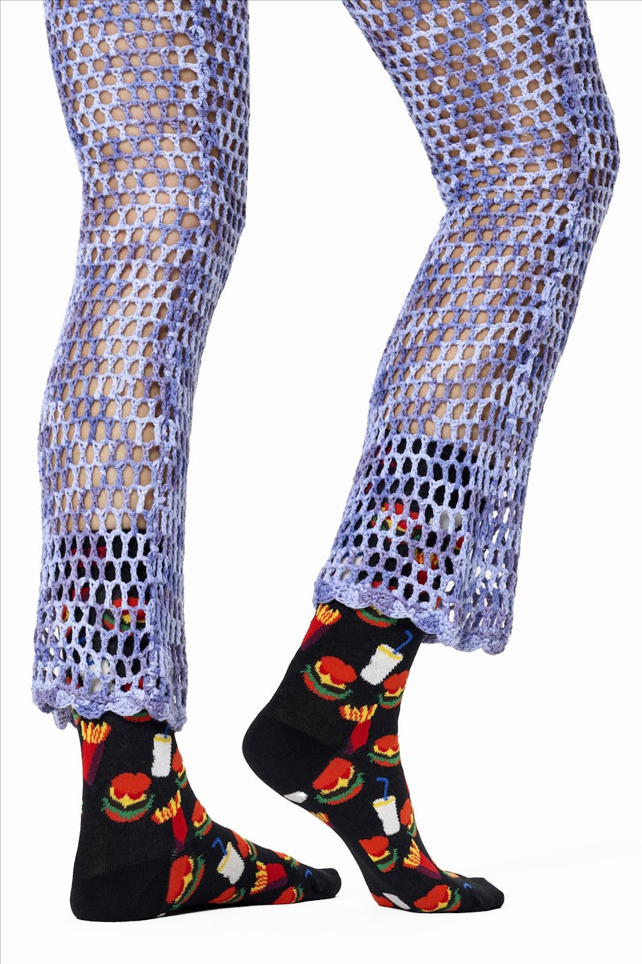 Happy Socks - Zwarte-multicolour 'Hamburger' sokken, maat: 36-40
