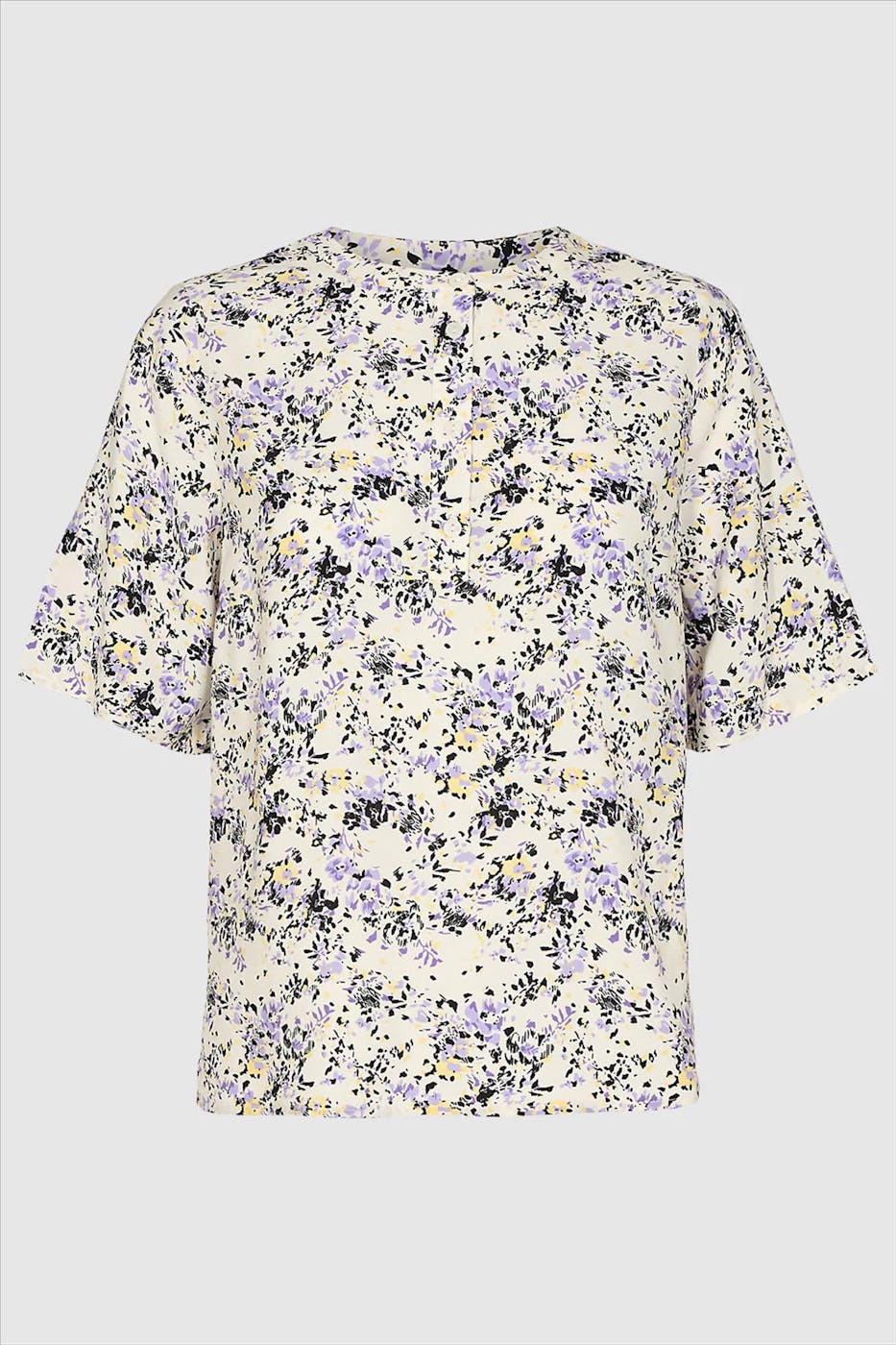 Minimum - Ecru- Paars Gebloemde Signeline blouse