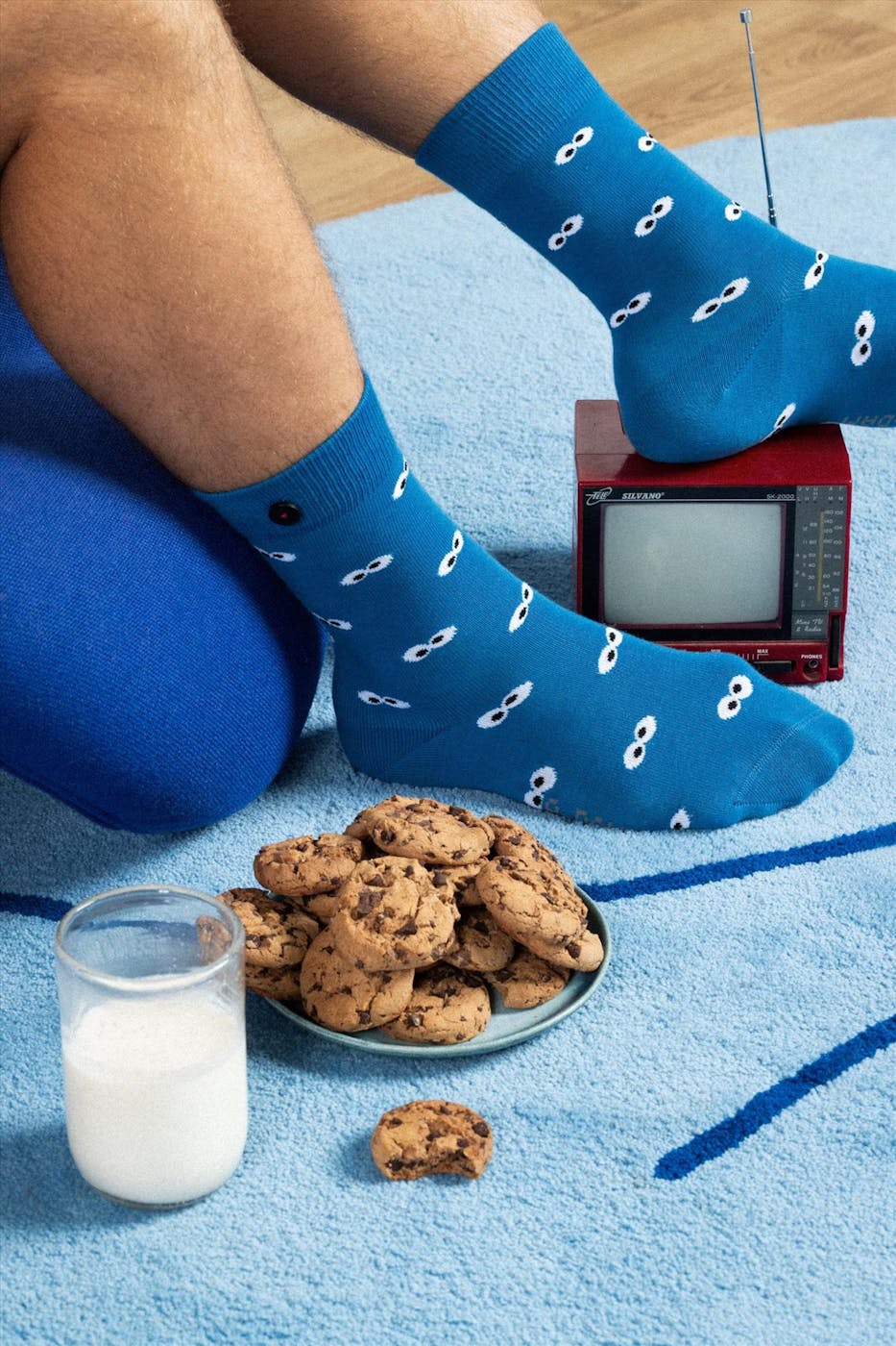 A'dam - Rood-Blauwe Googly Sesame 2-pack sokken, maat: 41-46