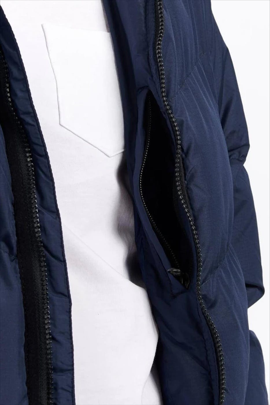 Penfield - Donkerblauwe Hudson Script Angled Quilt Riptstop Hooded jas