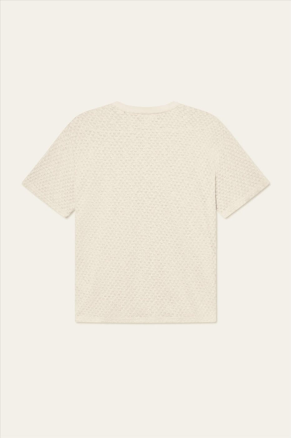 LES DEUX - Ecru Bruce Knitted Check T-shirt