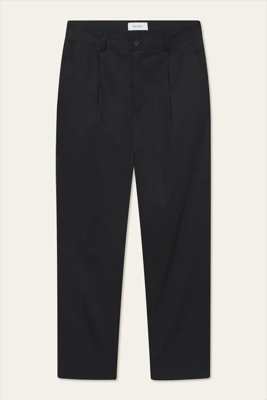 LES DEUX - Zwarte Randall Pleated Twill kostuumbroek