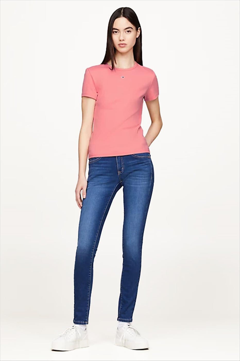 Tommy Jeans - Roze Essential Rib T-shirt
