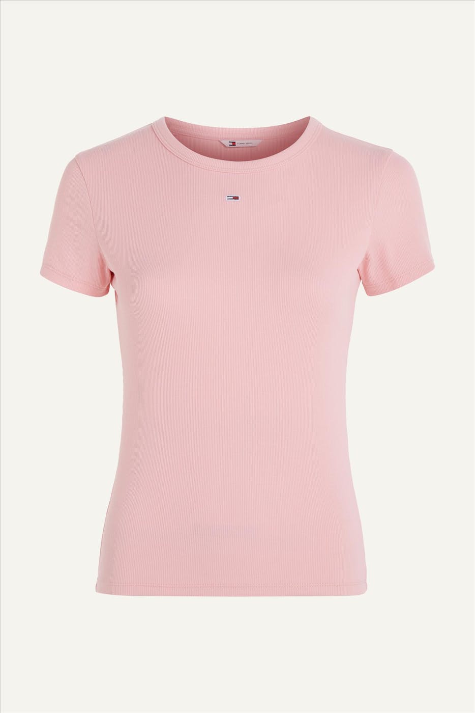 Tommy Jeans - Roze Essential Rib T-shirt