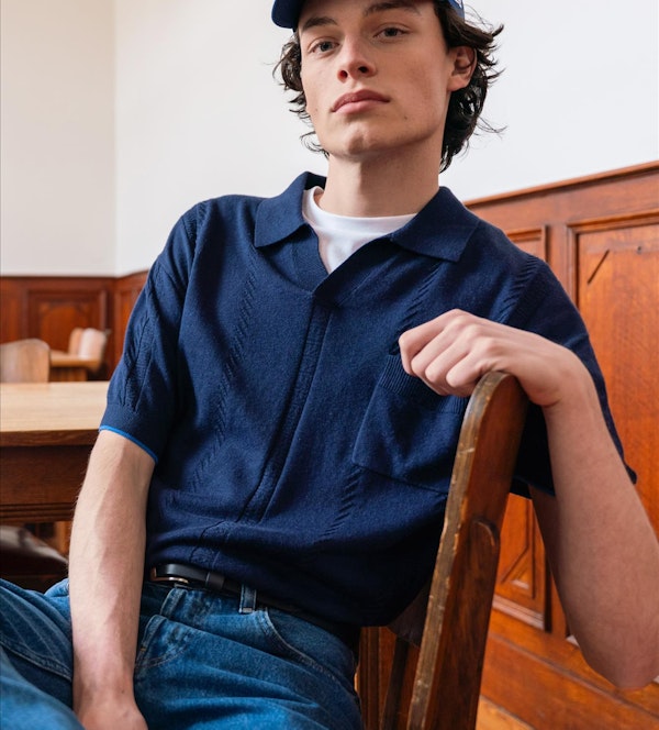 Scotch & Soda - Donkerblauwe Relaxed Knitted polo