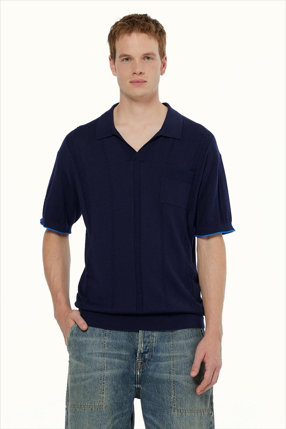 Scotch & Soda - Donkerblauwe Relaxed Knitted polo