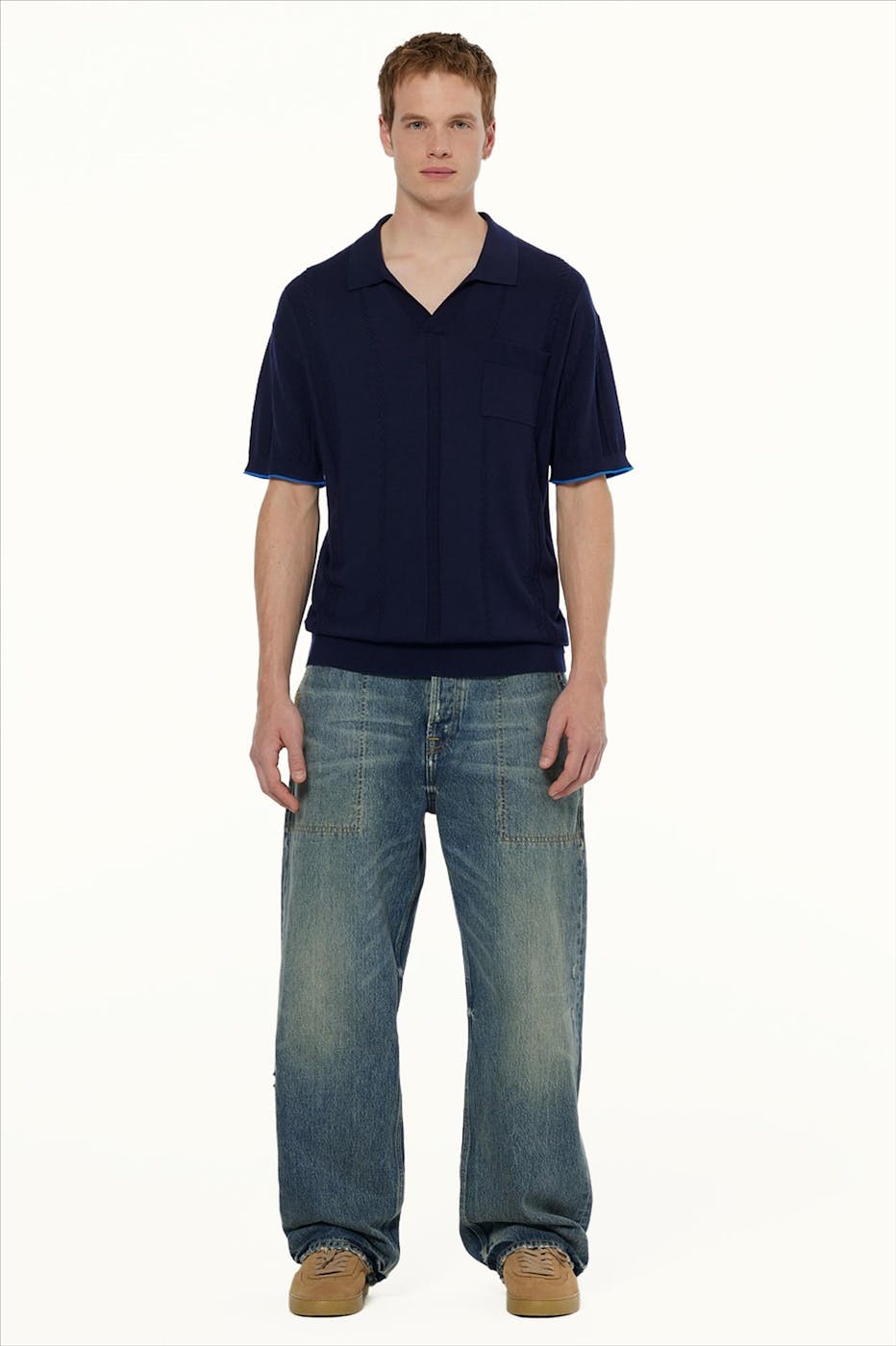 Scotch & Soda - Donkerblauwe Relaxed Knitted polo
