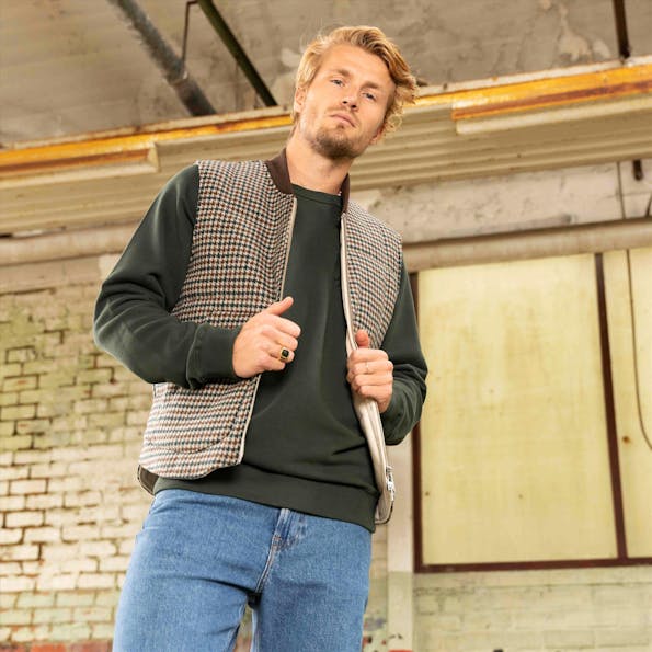 Thinking Mu - Donkergroene Happy Sun sweater