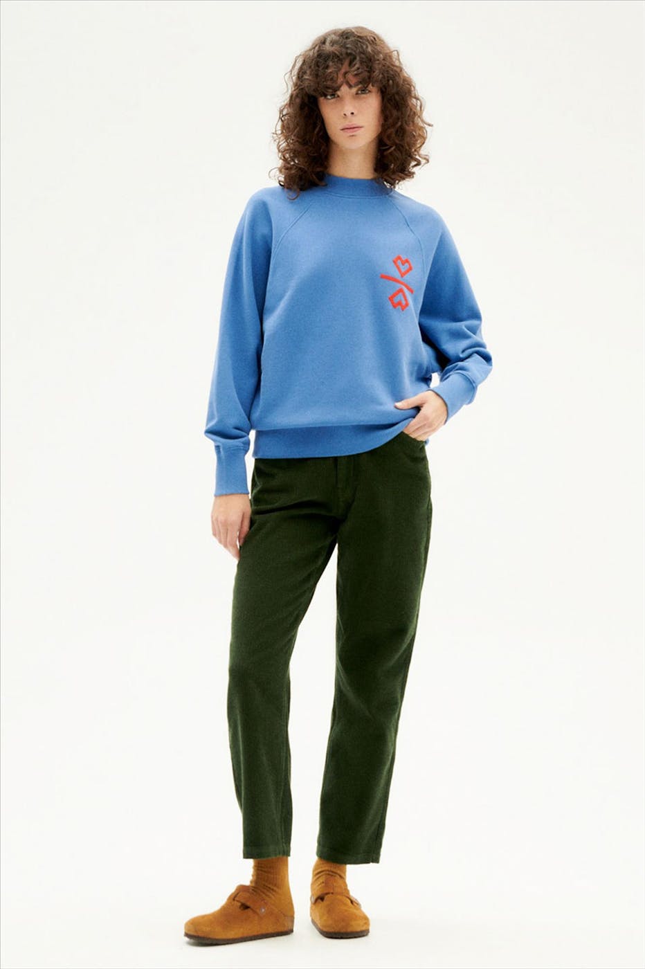 Thinking Mu - Blauwe 2 Hearts Fantine sweater