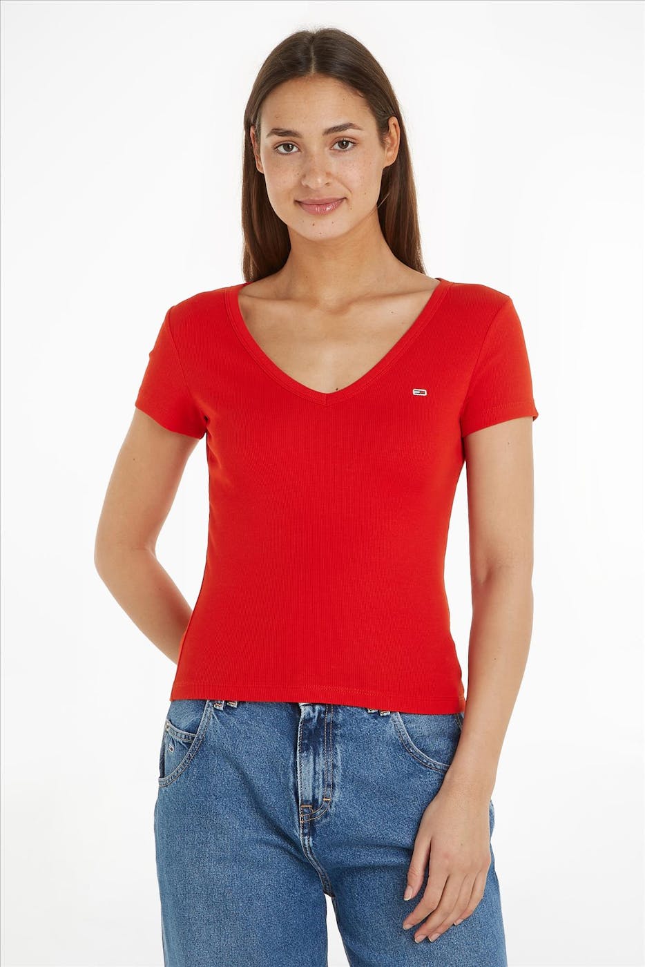 Tommy Jeans - Rode Essential Rib T-shirt