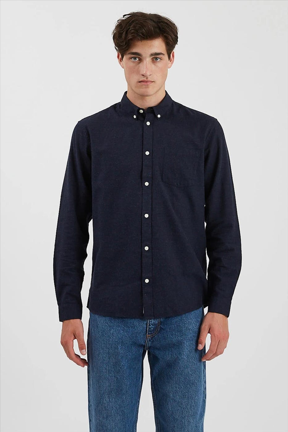 Minimum - Donkerblauw Jay hemd met lange mouw